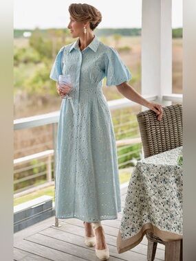 NWT XXL Tuckernuck Baby Blue Airy Eyelet Maxi Dress $298 BEAUTIFUL SOLD OUT